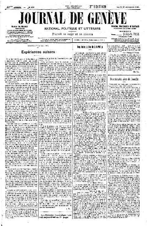 Journal de Genève — 1926年9月13日（月）